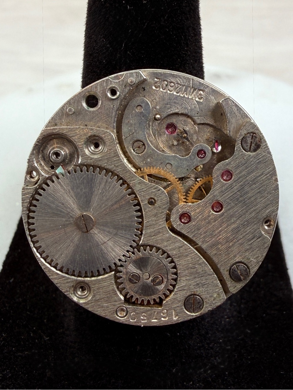 Steampunk Style Watch Parts Statement Ring Adjustable Silver Tone